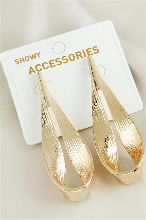 Oval Yeni Sezon Metal Küpe - Sarı