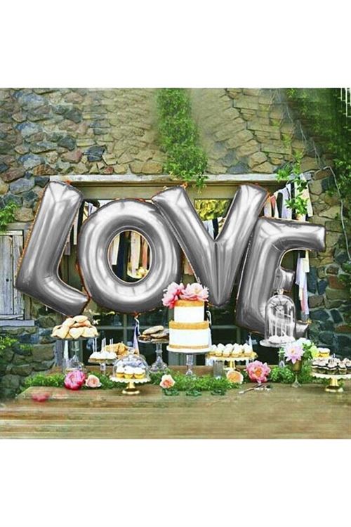 Gümüş Renkli 16*36 Harfli Folyo Balon - Model-2