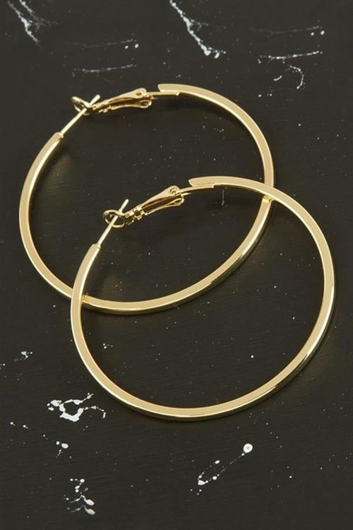 Ezme Lüks Çelik Halka Küpe 4 cm - Sarı