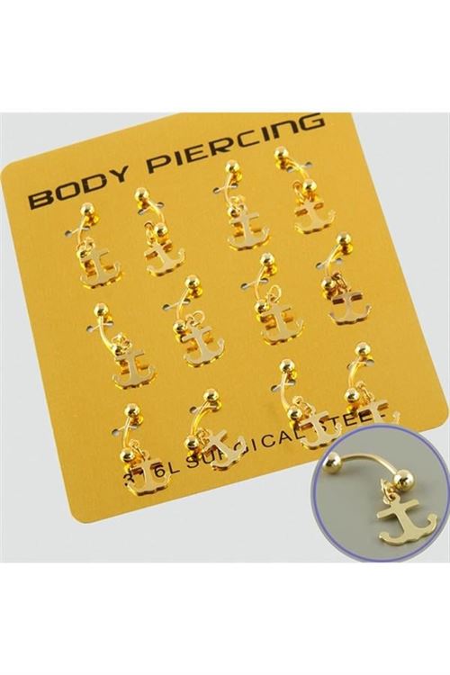 Çapa Çelik Piercing 1 Adet - Siyah
