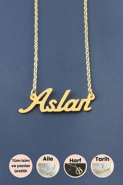 Aslan İsimli Kolye - Sarı