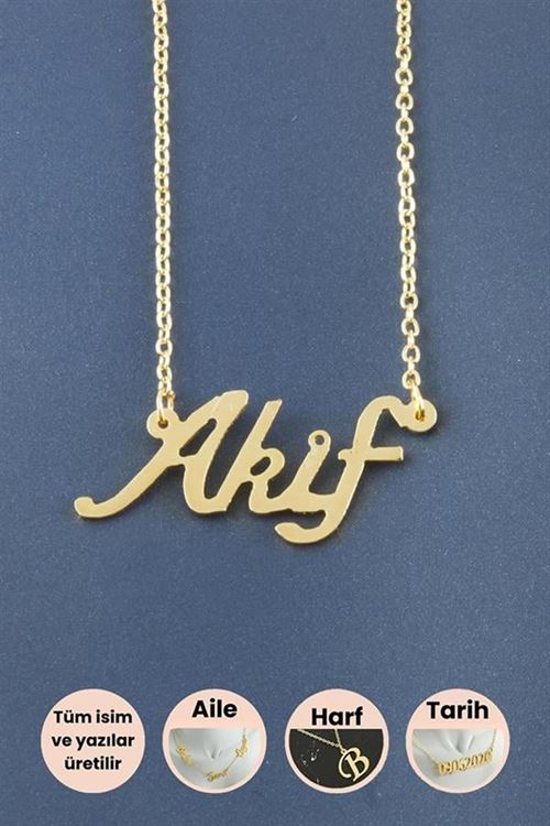 Akif İsimli Kolye - Sarı