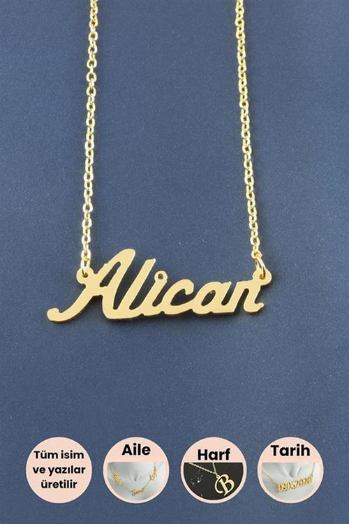 Alican İsimli Kolye - Sarı