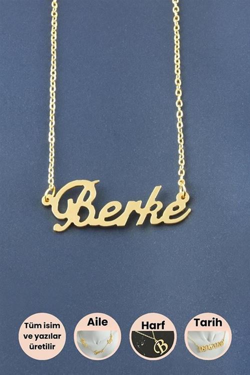 Berke İsimli Kolye - Sarı