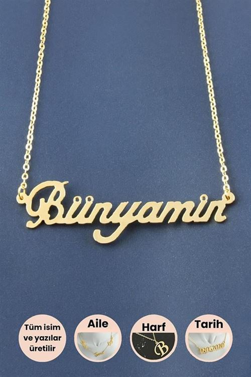 Bünyamin İsimli Kolye - Sarı