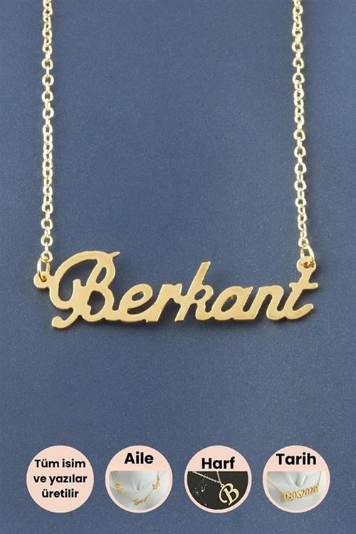 Berkant İsimli Kolye - Sarı