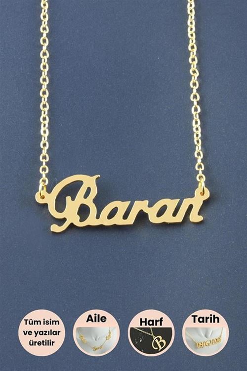 Baran İsimli Kolye - Sarı