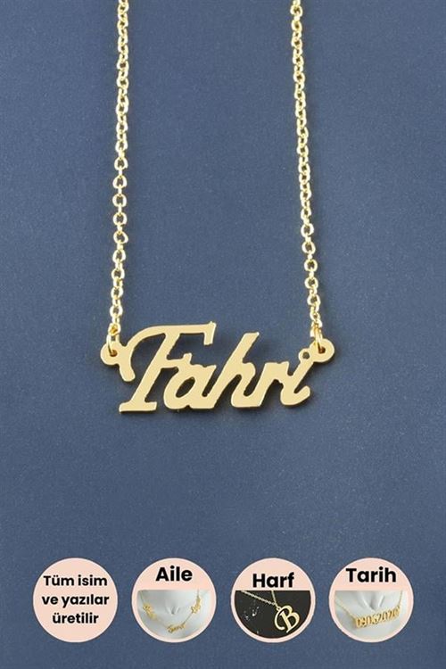 Fahri İsimli Kolye - Sarı