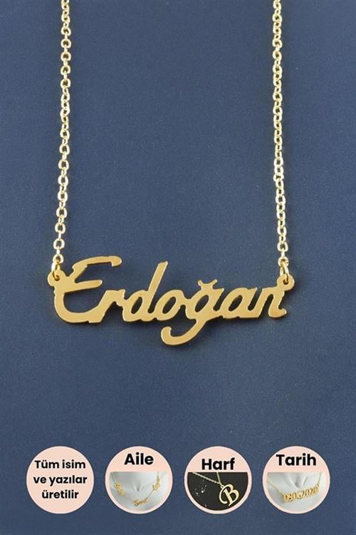 Erdoğan İsimli Kolye - Sarı