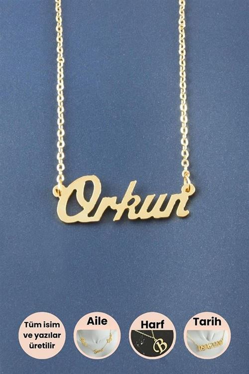 Orkun İsimli Kolye - Sarı