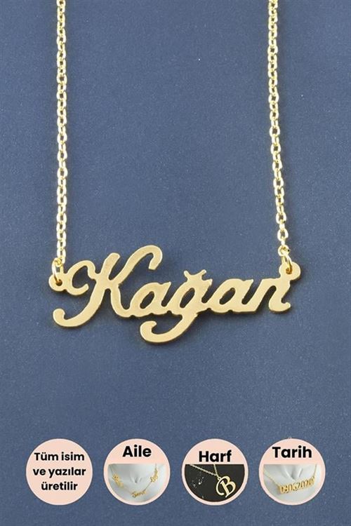 Kağan İsimli Kolye - Sarı