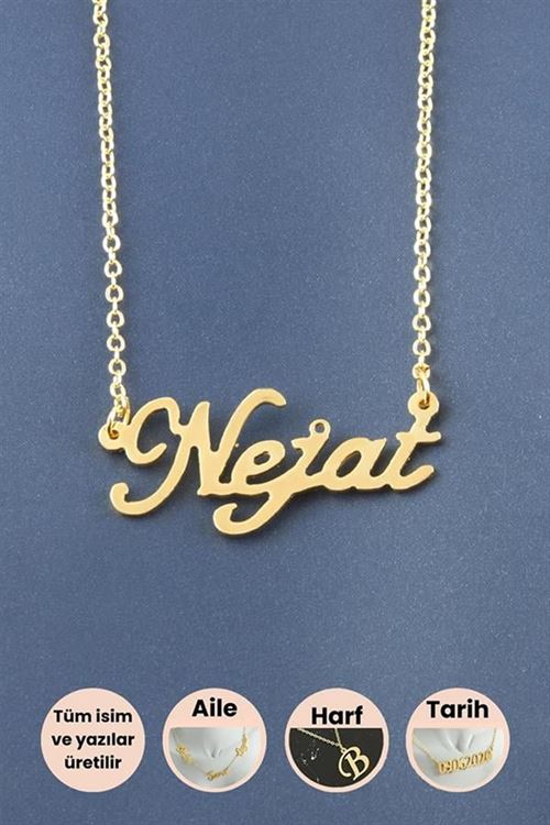 Nejat İsimli Kolye - Sarı