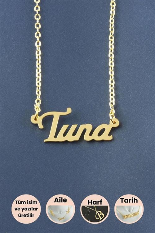 Tuna İsimli Kolye - Sarı