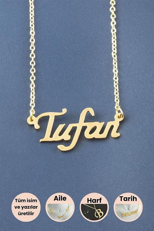 Tufan İsimli Kolye - Sarı