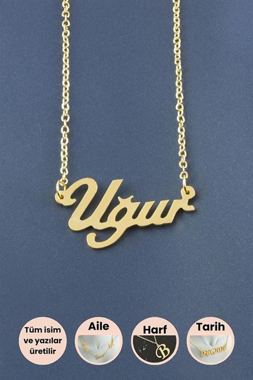 Uğur İsimli Kolye - Sarı