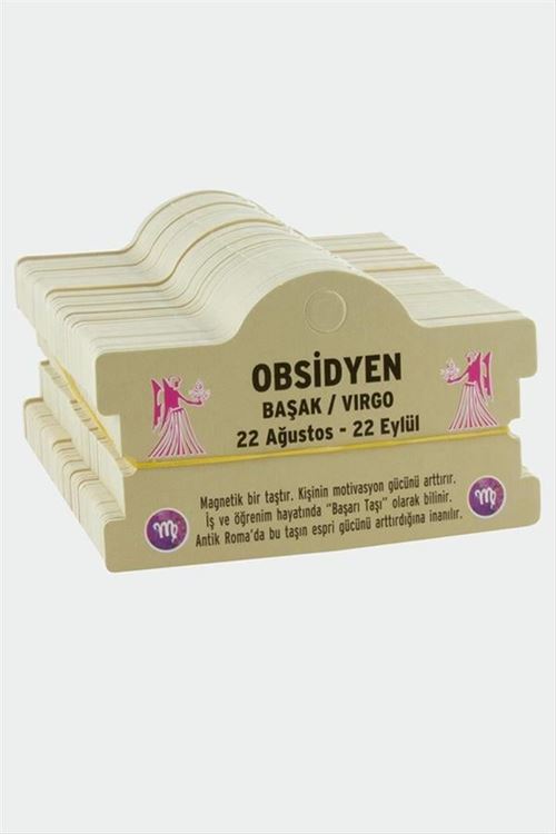 Obsidyen & Başak Burç Bileklik Kartı - Kahverengi