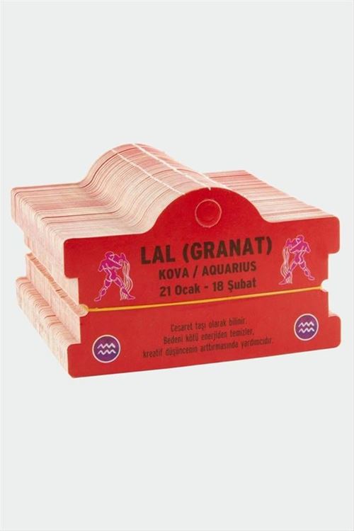 Lal (Granat) & Kova Burç Bileklik Kartı - Kırmızı