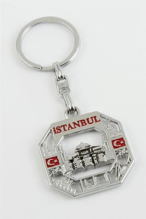 İstanbul Yazılı Metal Anahtarlık - Gümüş Rengi
