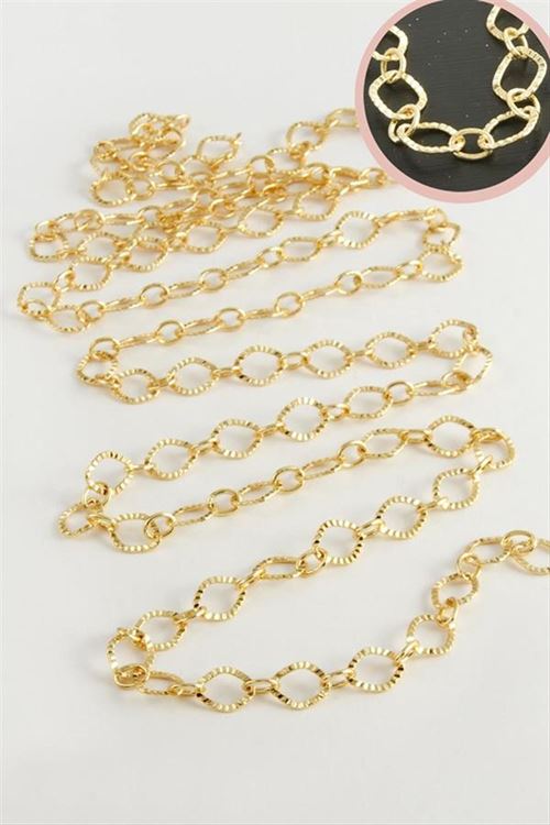 7 mm Noktalı Oval Zincir 1 metre - Sarı