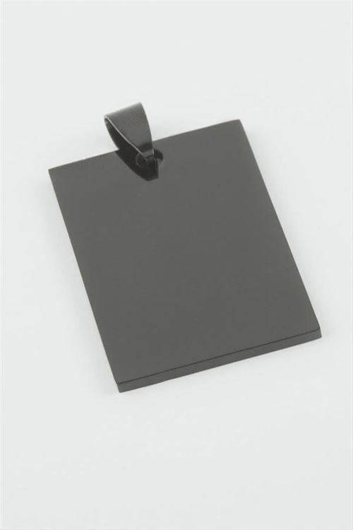 Dikdörtgen İsim Yazılabilir Çelik Kolye Ucu 2,2*3,7 cm - Siyah