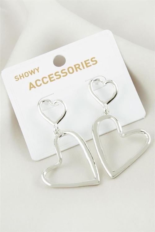 Kalp Metal Küpe - Gümüş Rengi