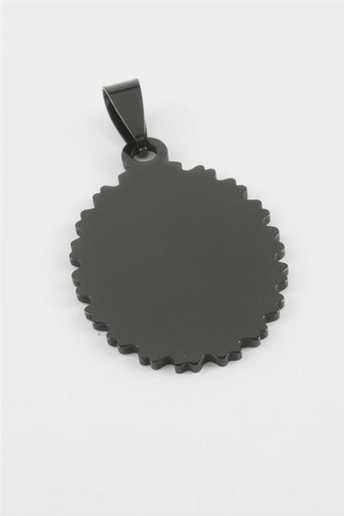 Oval İsim Yazılabilir Çelik Kolye Ucu 2,5*4 cm - Siyah