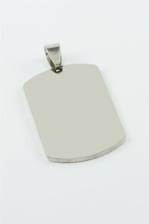 Künye İsim Yazılabilir Çelik Kolye Ucu 2*3,5 cm - Gümüş Rengi