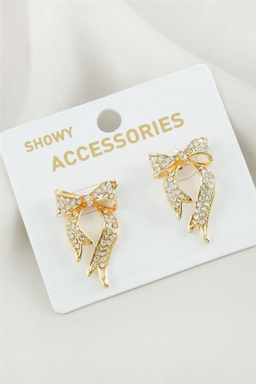 Fiyong Taşlı Metal Küpe - Sarı