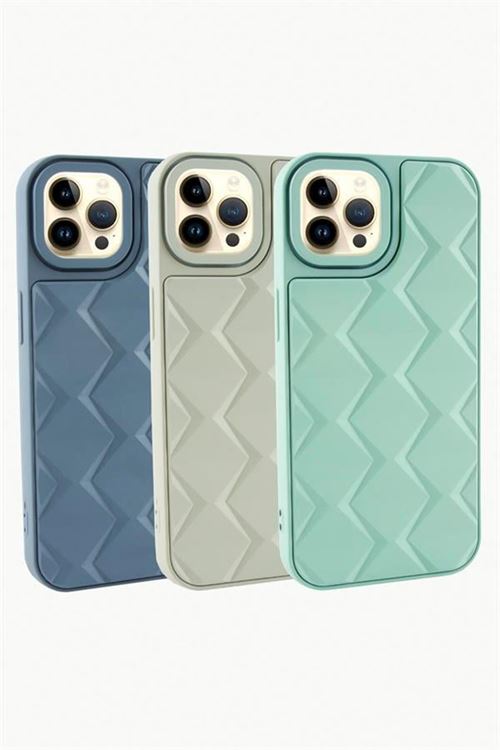 iPhone 14 Pro Prizma Desenli Lüx Liza Kılıf - Gri