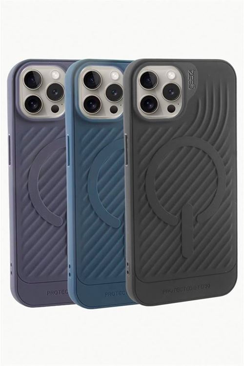 iPhone 15 Pro Lüx Magsaff Gear Silikon Kılıf - Siyah