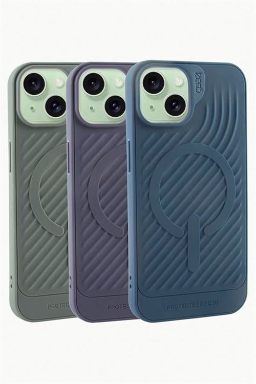 iPhone 15 6.1 Lüx Magsaff Gear Silikon Kılıf - Gri
