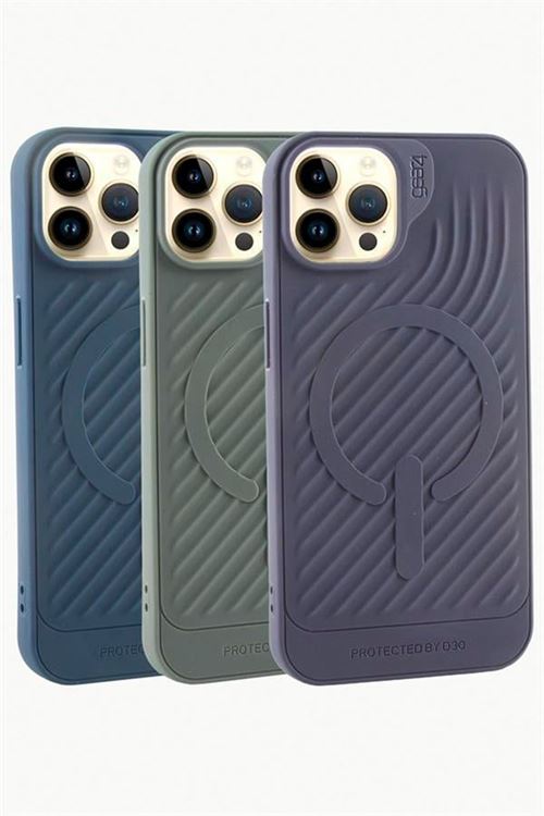 iPhone 14 Pro Lüx Magsaff Gear Silikon Kılıf - Mavi