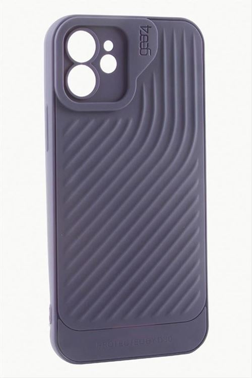 iPhone 12 6.1 Çizgili Lüx Gear Silikon Kılıf - Mor