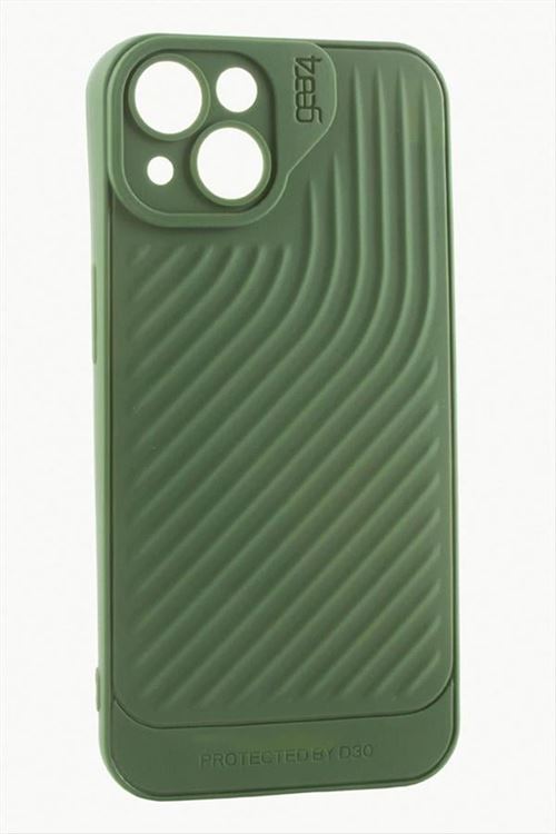 iPhone 15 6.1 Çizgili Lüx Gear Silikon Kılıf - Yeşil