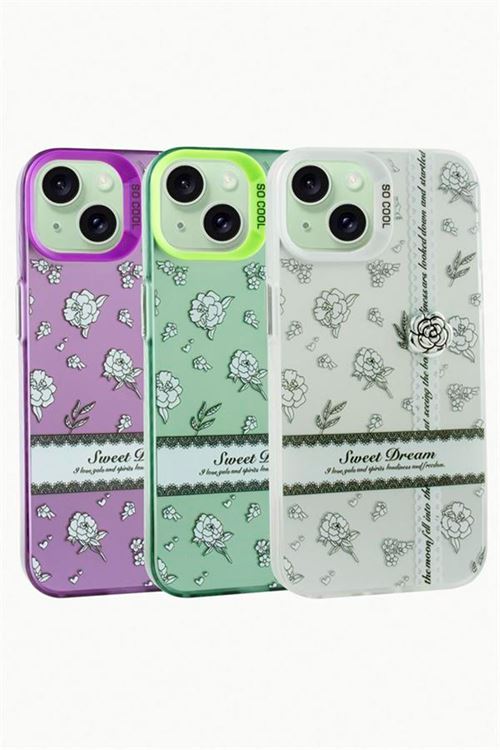 iPhone 15 Gül Lüx Sweet Silikon Kılıf - Yeşil