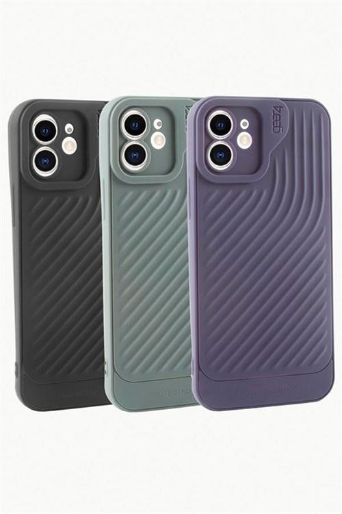 iPhone 11 6.1 Çizgili Lüx Gear Silikon Kılıf - Bordo