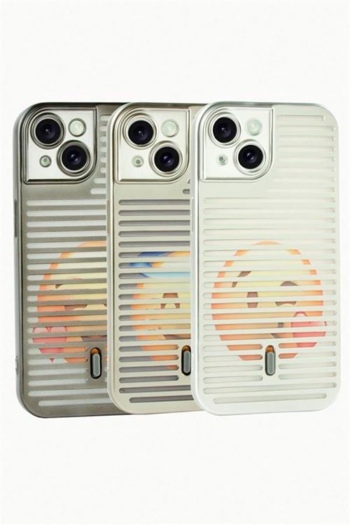 iPhone 15 Desenli Lüx Silikon Kılıf - Açık Gri