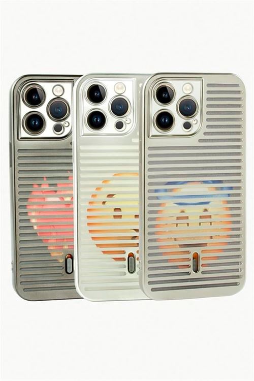 iPhone 14 Pro Max Desenli Lüx Silikon Kılıf - Gri