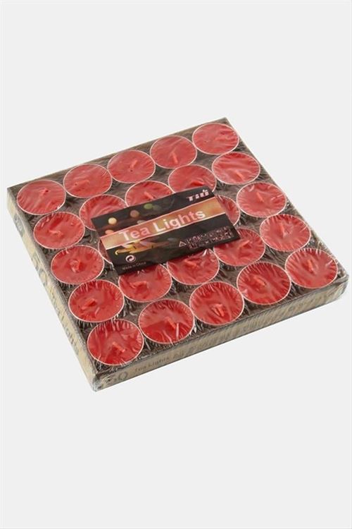 50 Adet Yuvarlak Tealight Mum - Kırmızı