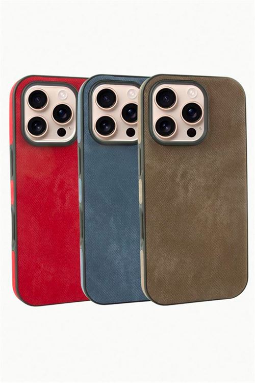 iPhone 16 Pro Nubuk Lüx Velvet Silikon Kılıf - Kırmızı
