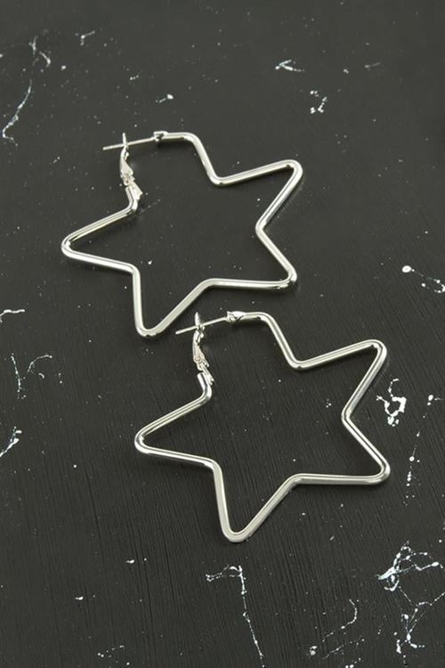 Yıldız Trend Küpe 5 cm - Gümüş Rengi