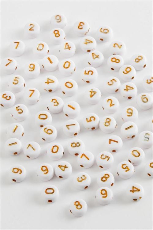 7 mm Sarı Renkli Rakam Boncuk 500 gram - Sarı