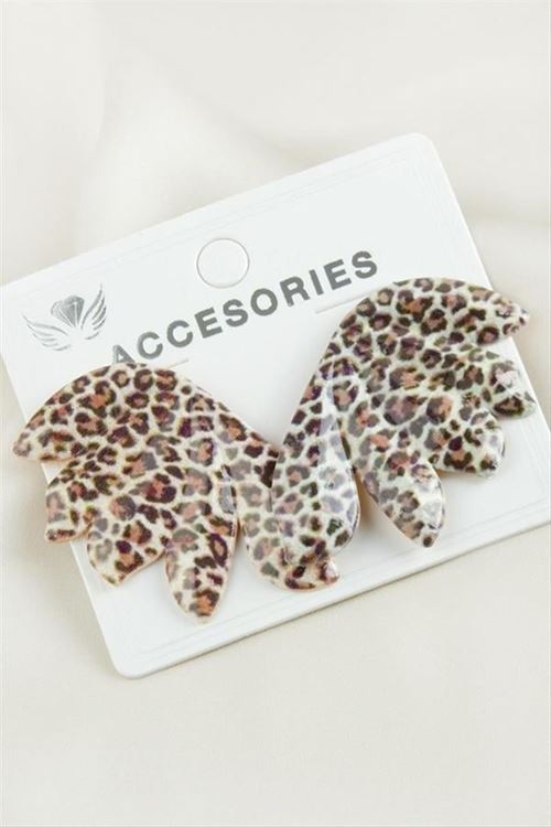 Leopar Desenli Yeni Sezon Metal Küpe - Kahverengi