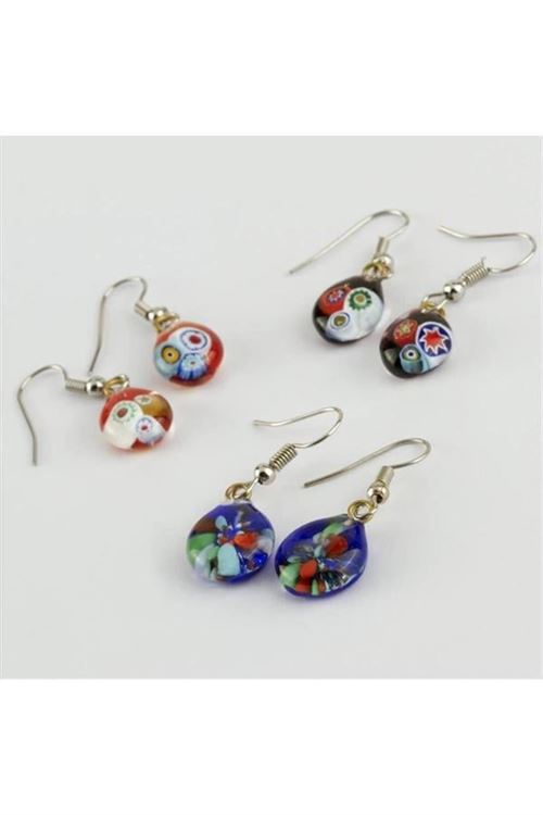 Murano Cam Küpe - Karışık Renk 1