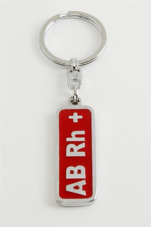 AB Rh Pozitif Kan Grubu Metal Anahtarlık - Kırmızı