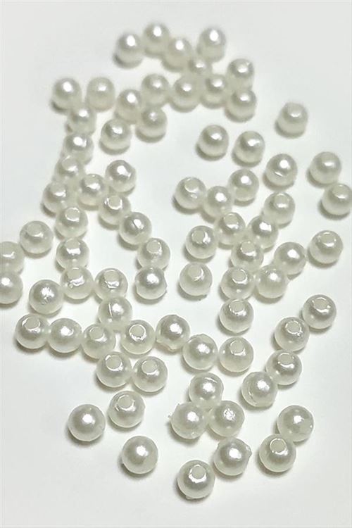 4 mm Delikli İnci Boncuk 500 Gram - Krem