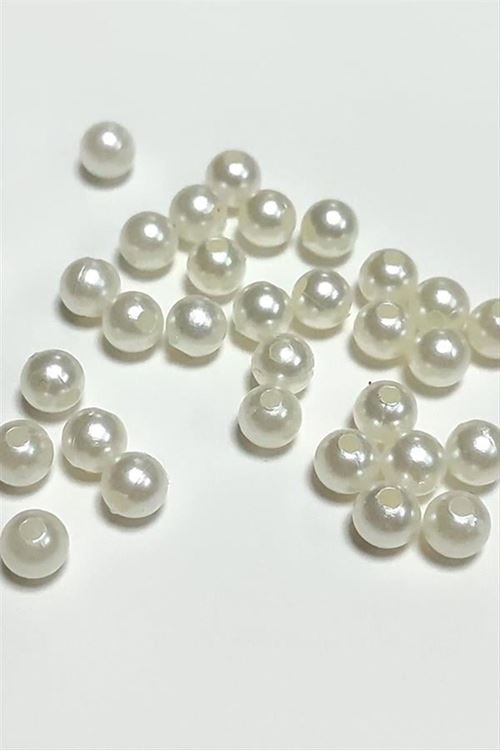 6 mm Delikli İnci Boncuk 500 Gram - Krem