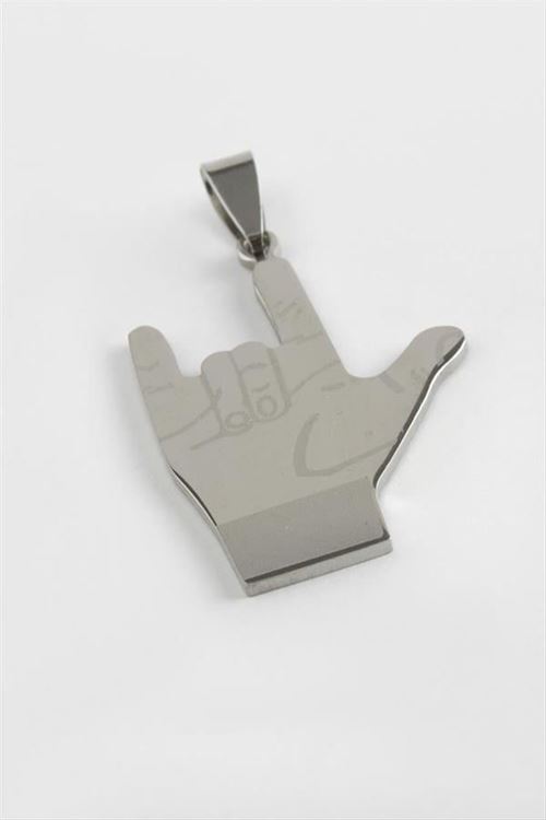 Rocky İşareti Çelik Kolye Ucu 3,5 cm - Gümüş Rengi