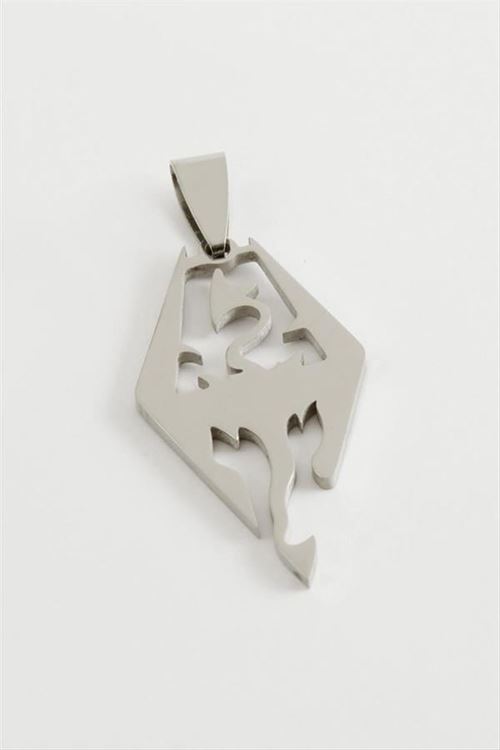 Ejderha Çelik Kolye Ucu 3,5 cm - Gümüş Rengi