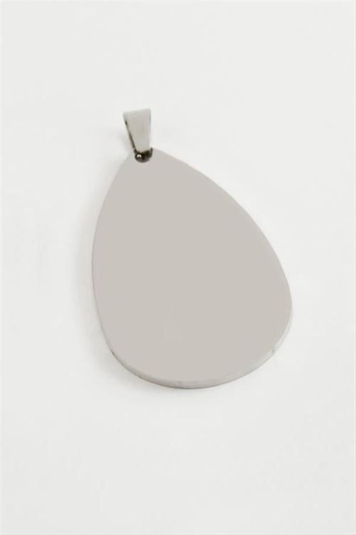 Oval İsim Yazılabilir Çelik Kolye Ucu 5 cm - Gümüş Rengi